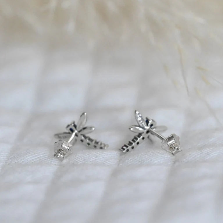 Rainbow Dragonfly Stud Earrings  S925