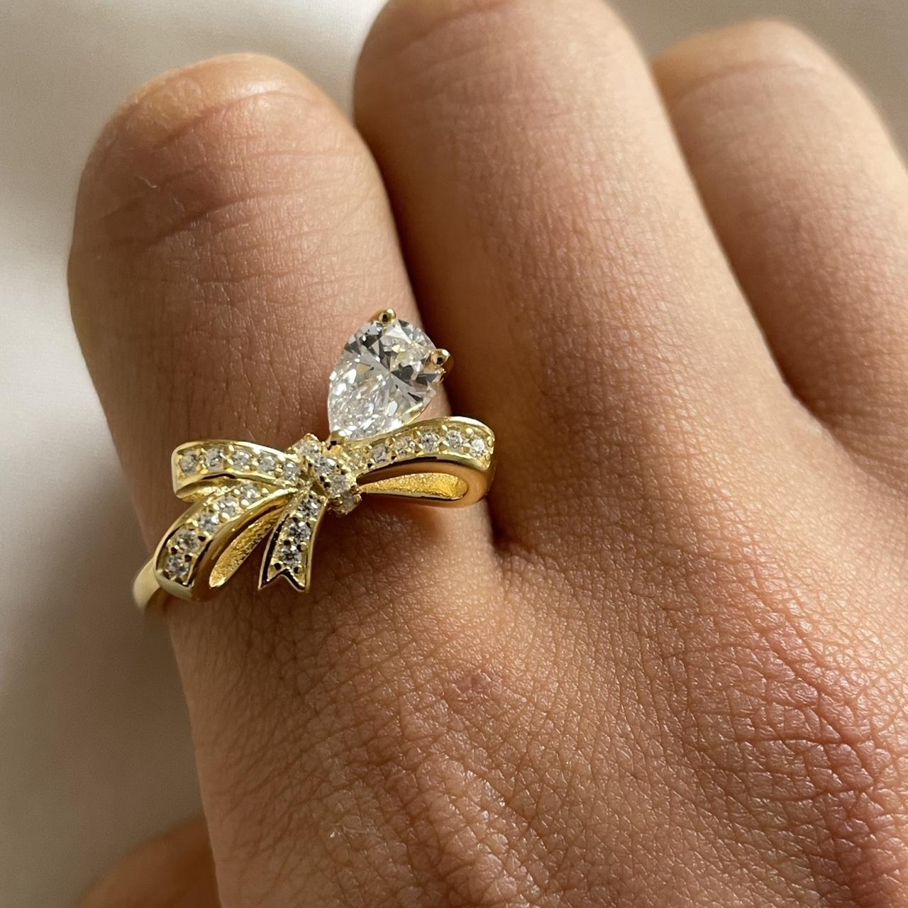 Gold Princess Bow Ring S925