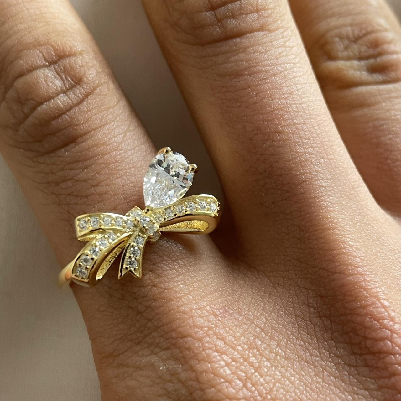 Gold Princess Bow Ring S925