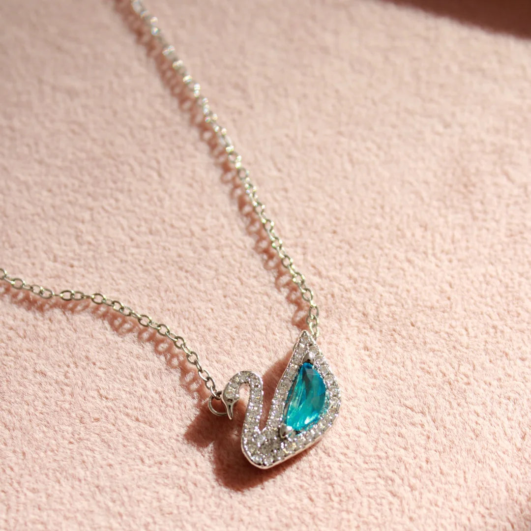 Blue Stone Swan Necklace